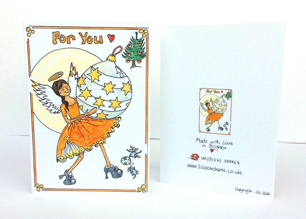 L. "Bauble Angel" Card (Orange)