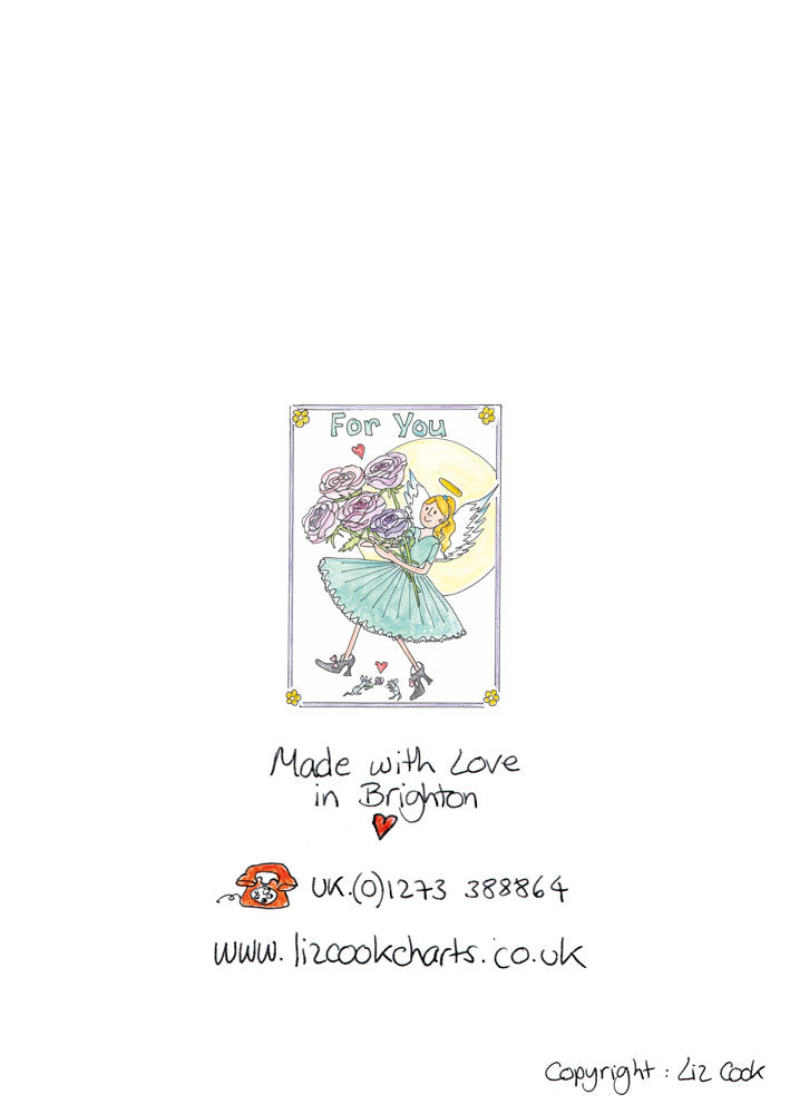 J. "Rose Angel" Card (Turquoise)
