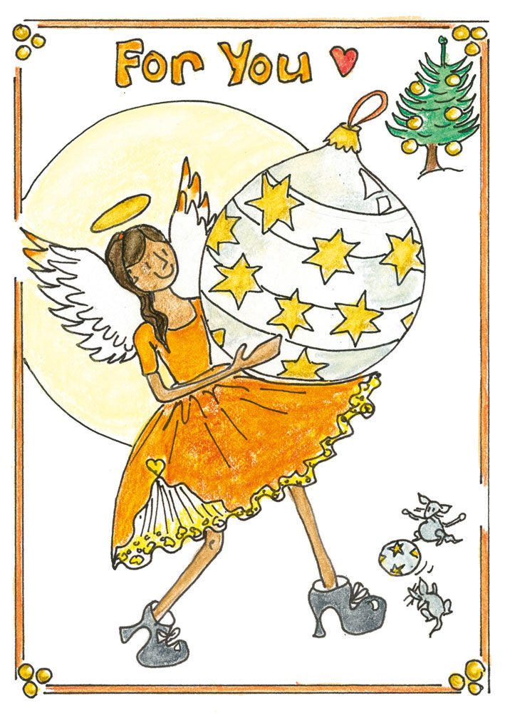 L. "Bauble Angel" Card (Orange)