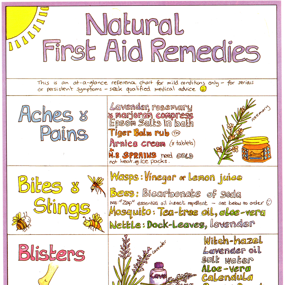 Natural First Aid Remedies Chart Multi-pack 5 untubed Charts
