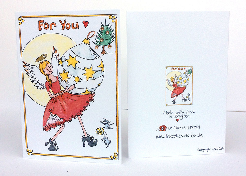 K. "Bauble Angel" Card (Red)