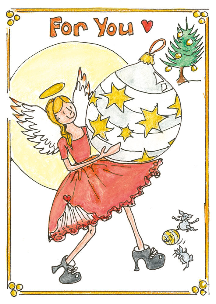 K. "Bauble Angel" Card (Red)