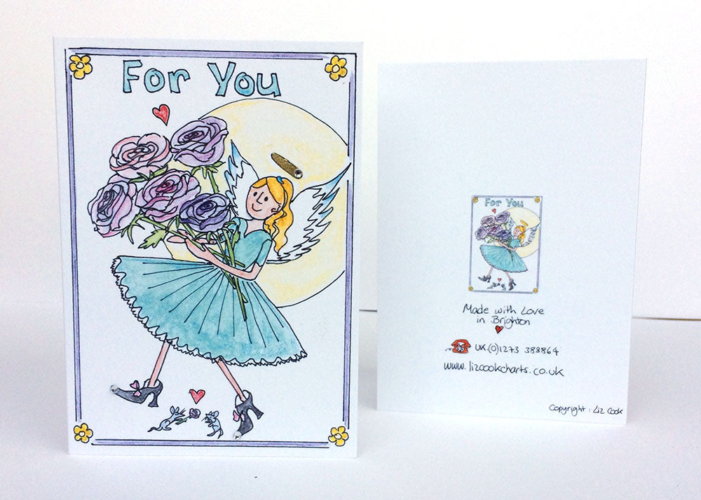 J. "Rose Angel" Card (Turquoise)